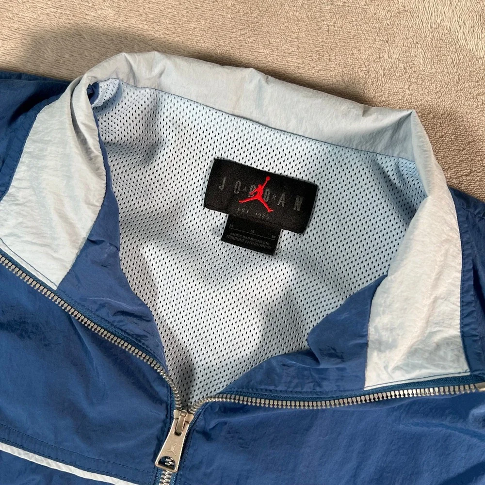 Jordan Flight Windbreaker Jacket Men's Size Medium Blue Full Zip Mesh Lined Rare